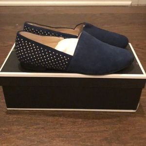 Julie navy suede blue studded loafers